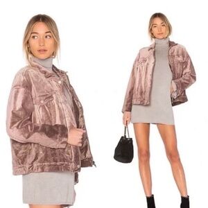 Free People Velvet Jacket in Dusty Pink